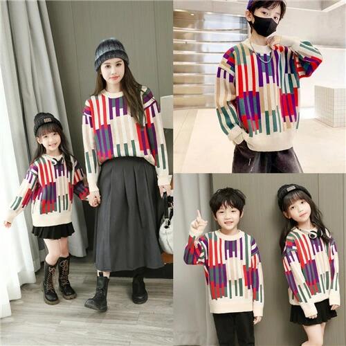 親子 ペアルック 赤ちゃん ニット トレーナー 親子 セーター 秋 冬 トップス ゆったり ママ 親子 ペア..