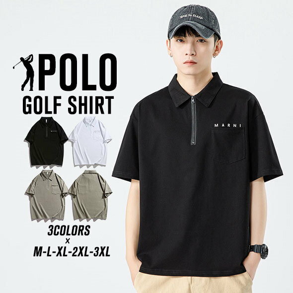 メンズ 半袖 ポロシャツ ゴルフシャツ ゴルフポロ POLO ボタンダウン ゴルフウエア スポーツウエア ハーフジップ カノコ 吸汗速乾 大きいサイズ クールビズ 涼しい 通勤 通学 カジュアル おしゃれ 20代 30代 40代 50代 60代 夏