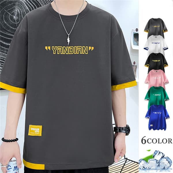 Rakuten - 送料無料 Tシャツ メンズ 半袖 Tシャツ トップス クルーネック カットソー トップス アメカジ クルーネック サマーシャツ カジュアル スポーティ 普段着 薄手 吸湿速乾 おしゃれ 大きいサイズ