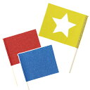 グリッターフラッグ W25×H20.5cm 旗竿35.5cm 全3色 1本入 / ゴールド 金 レッド 赤 ブルー 青 旗 はた 応援グッズ キラキラ ダンス ...