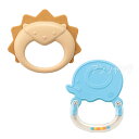 アニマルラトル ライオン ゾウ 1個入 / ラトル ガラガラ ファーストトイ 赤ちゃん 新生児 コンパクト アニマル ビーズ入り 音が鳴る おもちゃ 玩具 出産...