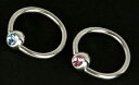 在庫限り!14G 上質ジルコニア 1粒 サークル ボディピアス / ボディー ピアス ブルー ピンク ジルコニア キャプティブビーズリング 【ゆうパケット対応】