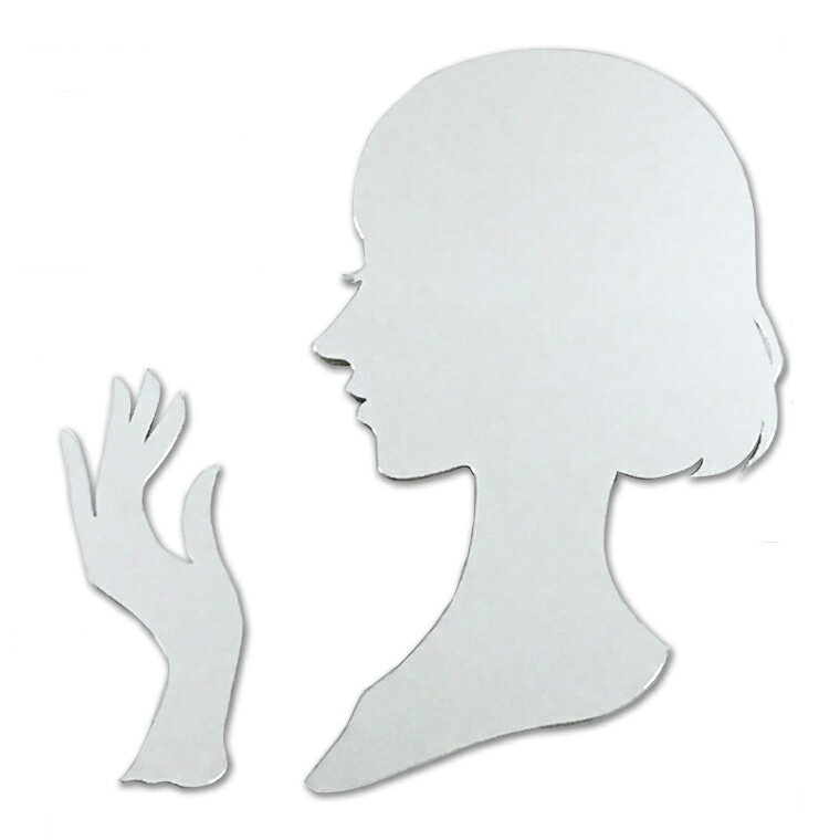 女性のシルエットミラー アンシャンテラボ / オリジナル商品 鏡 かがみ カガミ ウォールステッカー アクセサリーディスプレイ 装飾 軽い 可愛い キレイ 取り付け簡単 安全 インテリア ミラーアクリル 【宅配便】