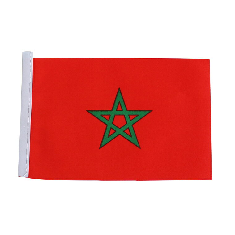 世界の国旗（約21×14cm）マ行国 ：モロッコ / 手旗 小さめ ミニ国旗 手持ち フラッグ 応援グッズ【ゆうパケット対応】