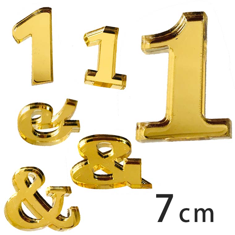 アクリル製 ゴールド ミラー 切り抜き文字 数字・記号 7cm 厚さ3mm アンシャンテラボ / オリジナル商品..