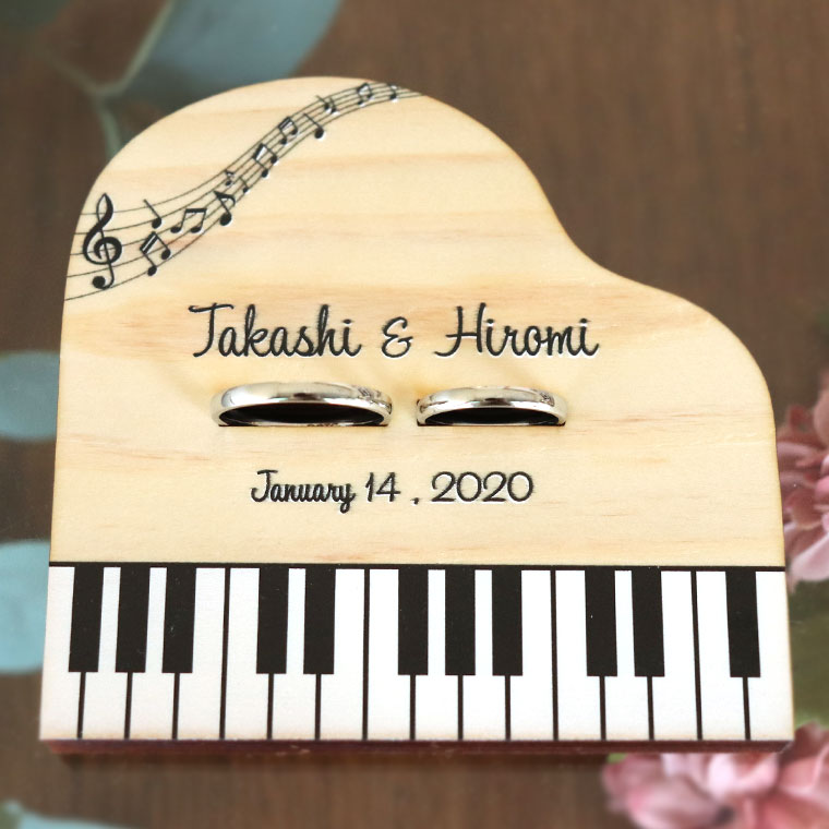 リングピロー ピアノ 木製 ヒノキ アンシャンテラボ / オリジナル商品 木 ウッド wood 花嫁 wedding ウエディング 結婚式 フォトウェディング photo サプライズ アイテム お祝い 指輪 おしゃれ オシャレ お洒落 プレゼント 【宅配便】