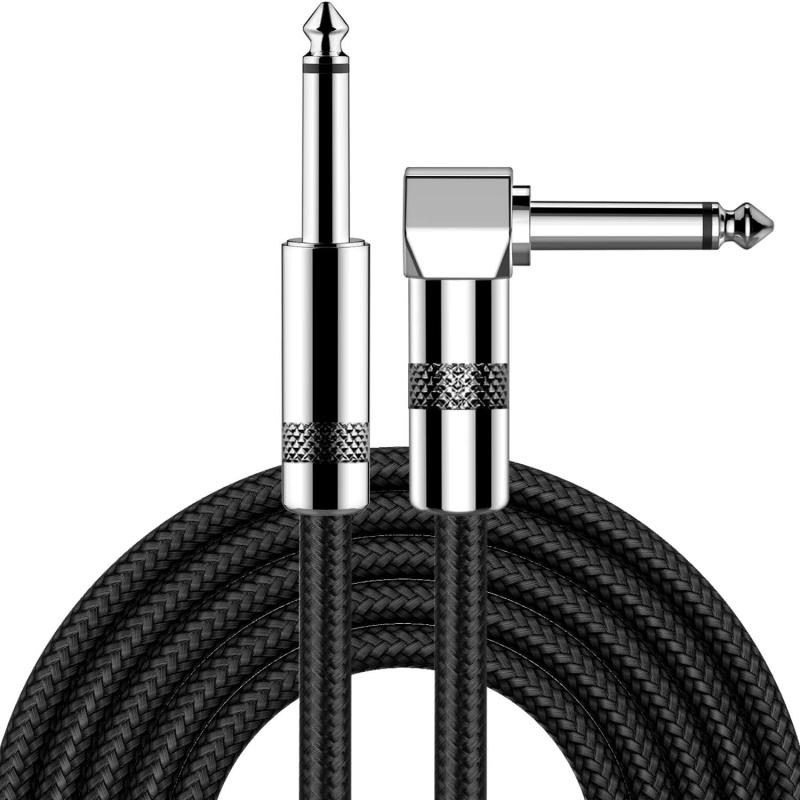 ギターシールド 6M ギターケーブル ベース シールド 高耐久ナイロン 断線しにくい 楽器用ケーブル ベース/キーボード/アンプ/ドラム対応