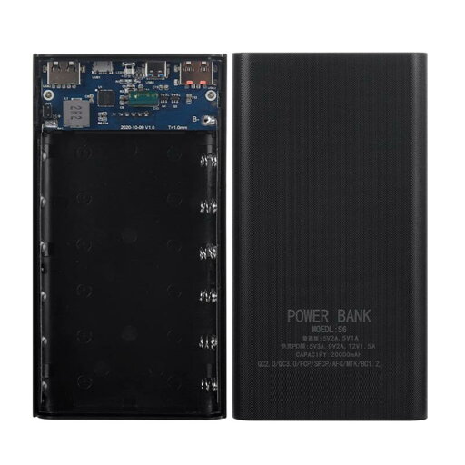 Ahvqevn 18650 バッテリーパワーバンクボックス 22.5W 高速充電 LCD ディスプレイ 20000MAh 電源ボード 6X18650 バッテリー用パワーバンクケース (A) Ahvqevn 18650 バッテリーパワーバンクボックス 22.5W 高速充電 LCD ディスプレイ 20000MAh 電源ボード 6X18650 バッテリー用パワーバンクケース (A)