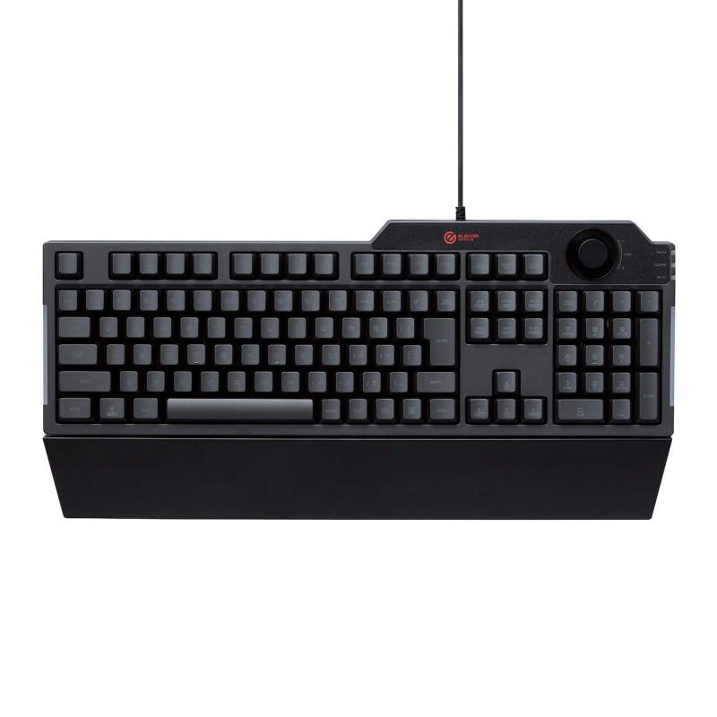 エレコム ゲーミングキーボード 有線 TK-G02UMBK 着脱式リストレスト付 ボリュームダイヤル メンブレン フルキー ブラック