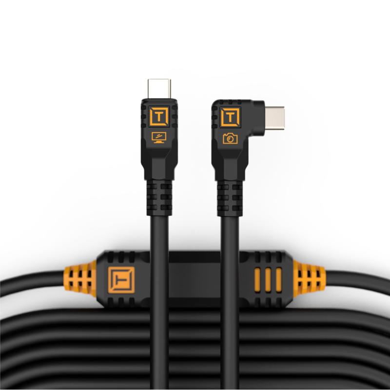 【】Tether Tools テザーツールズ テザープロ オプティマ 10G USB-C ケーブル ライトアングル(4.6m) データ転送専用ケーブル ブラック CUC15RTG2-BLK