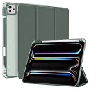 ProCase iPad Pro 11インチ ケース M4 (2024年発売 第5世代) 専用 (A2836 A2837 A3006) ペン収納 透明 クリアバックカバー ケース スリム 耐衝撃 三つ折り スタンド スマートカバー(2)