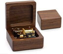 ミニ木製オルゴール 18 Note Wind Up Music box 木製音楽ボックス 金メッキのムーブメント搭載 (クルミ, Happy birthday ...