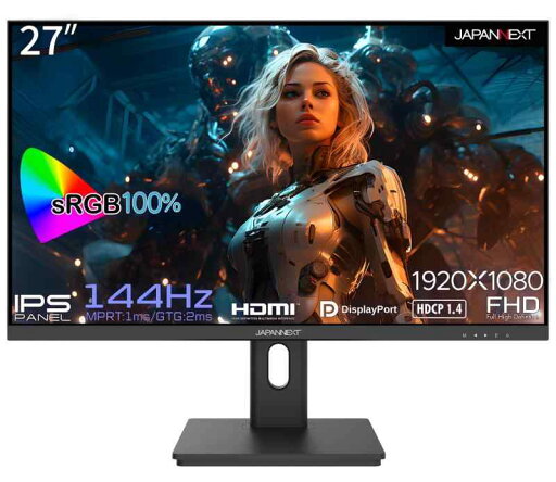 JAPANNEXT 27インチ ゲーミングモニター 144Hz 1ms フルHD 1920x1080解像度 IPS パネル ディスプレイ (HDMI/DisplayPort/VESA対応/高さ調節/回転(ピボット)機能/ブルーライトカット / 視野角1 JAPANNEXT 27インチ ゲーミングモニター 144Hz 1ms フルHD 1920x1080解像度 IPS パネル ディスプレイ (HDMI/DisplayPort/VESA対応/高さ調節/回転(ピボット)機能/ブルーライトカット / 視野角1