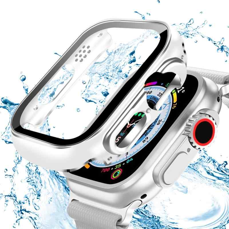 【2枚】ANYOI 対応 Apple Watch ケース 49mm 防水ケース 3D直角エッジデザイン メッキ加工 アップルウォッチ カバー ガラスフィルム アップルウォッチ ケース 耐衝撃 apple watch カバー 全面保護 高透