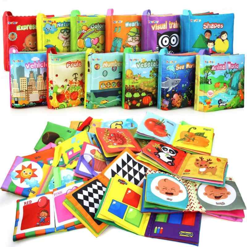 My First Soft Book、teytoy 非毒性ファブリック ベビークロス アクティビティ クリンクル ソフトブック 幼児 男の子 女の子 早期教育玩具 (12パック)