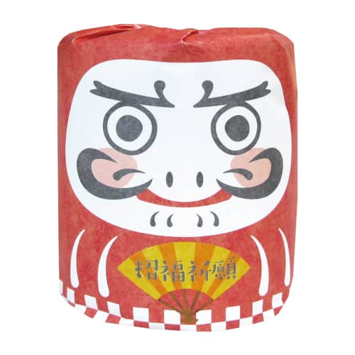 【ケース販売：100個入】林製紙　トイレットペーパー　招福ダルマ（無地白）114mm×30mダブル(3.0)