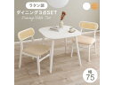 【メーカー直送】萩原 ダイニング3点セット(ホワイト)BT-8627WH54WH3S