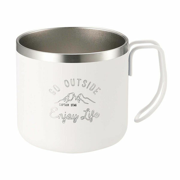 キャプテンスタッグ(CAPTAIN STAG) マグカップ コップ ダブルステンレス 真空断熱 保温・保冷 350ml ホワイト モンテ UE-3430