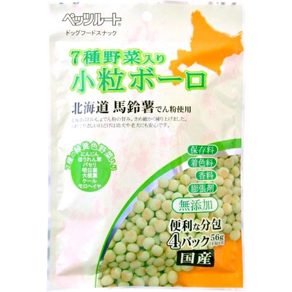 小麦粉を使用せず、北海道ばれいしょでん粉で作られたボーロです。 7種の野菜入り！小粒でやさしい口どけなので、幼犬やシニア犬にも安心です。
