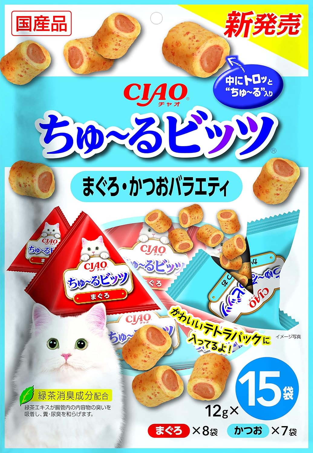 【ZOO】チャオ (CIAO) ちゅ〜るビッツ まぐろ・かつおバラエティ 12g×15袋 猫用おやつ
