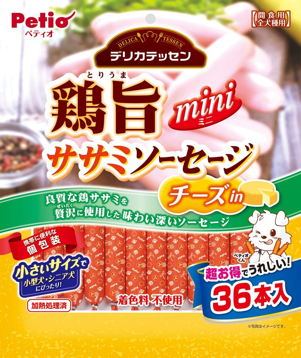 樂天商城 - 【ZOO】ペティオ (Petio) デリカテッセン 鶏旨 ミニ ササミソーセージ チーズin 36本入