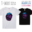 ストロベリー アートポスター風 パープル かわいい Tシャツ レディース ガールズ サイズ S M L 半袖 綿 100% よれない 透けない 長持ち プリントtシャツ コットン 人気 5.6オンス ハイクオリティー 白Tシャツ 黒Tシャツ ホワイト ブラック