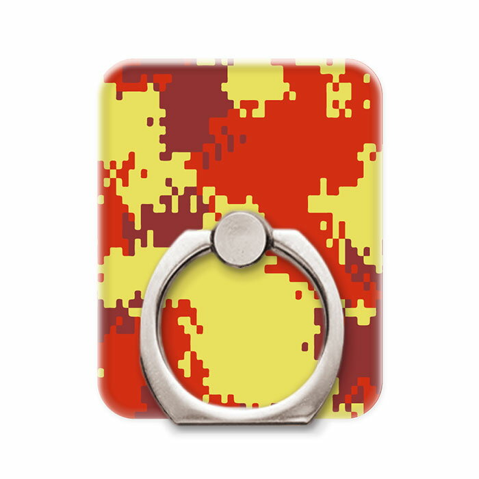 スマホリング スマホスタンド スマホアクセサリー ホールドリング 迷彩柄 カモフラ模様 レトロ グラフィック イエロー レッド 黄色 iPhone13 iPhone12 11 SE(第ニ世代) X/XS Max Xperia AQUOS Galaxy Google Android Apple スマートフォン用リング