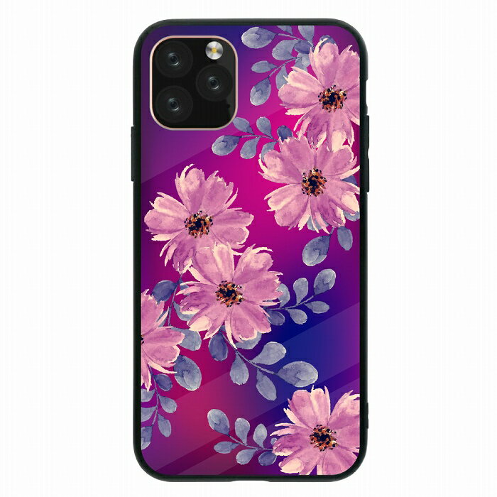 スマホケース ラウンド型 ウルトラスリム 耐衝撃 背面ガラス 強化ガラス iPhone13対応ケース TPU ハードケース iPhone12 11 ProMax iPhoneX/XS iPhoneXR iPhone8plus iPhone7 ケース花柄 ボタニカルフラワー グラデーション 大人可愛い お洒落