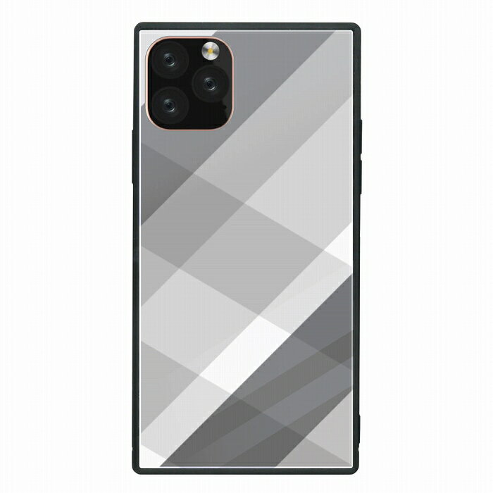 スクエア型 四角 耐衝撃 背面ガラス 強化ガラス iPhone14対応ケース TPU ハードケース iPhone13 ProMax mini iPhoneSE(第3世代) 12 11 Galaxy S9 ケースモノクロ 白黒 チェック柄 大人可愛い お洒落