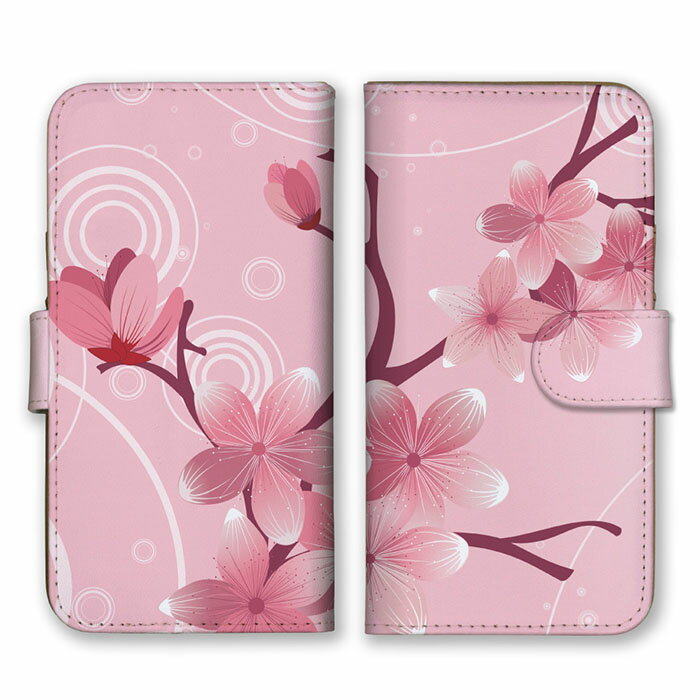 Rakuten - 全機種対応 手帳型スマホケース iPhone14 13 Pro Max対応 桜の花 染井吉野 花鳥風月 お花 イラスト デザイン 大人可愛い 上品 エレガント 日本 ピンク カード収納 スマートフォンケース Xperia AQUOS arrows Galaxy Google HUAWEI Rakuten Hand OPPO