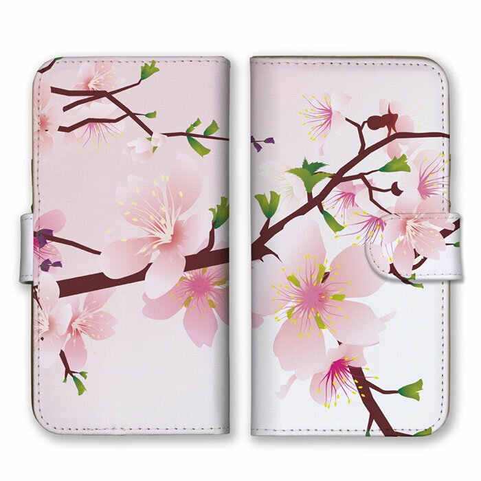 乐天商城 - 全機種対応 手帳型スマホケース iPhone14 13 Pro Max対応 桜の花 染井吉野 花鳥風月 お花 イラスト デザイン 大人可愛い 上品 エレガント 日本 ピンク カード収納 スマートフォンケース Xperia AQUOS arrows Galaxy Google HUAWEI Rakuten Hand OPPO