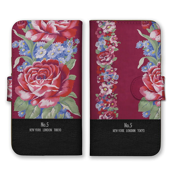 Rakuten - 全機種対応 手帳型スマホケース iPhone14 13 Pro Max対応 お花 花柄 フラワー 薔薇 バラ ローズ おしゃれ 華やか 人気 大人 かわいい 可愛い 綺麗 フェミニン ボルドー ブラック スマートフォンケース Xperia AQUOS arrows Galaxy Google HUAWEI Rakuten Hand OPPO