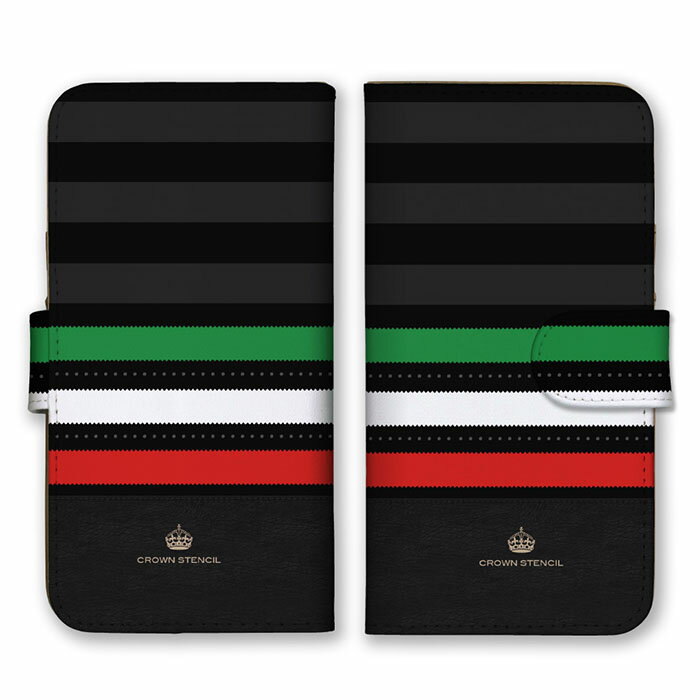 全機種対応 手帳型スマホケース iPhone14 13 Pro Max対応 ストライプ 縦線 横線 ボーダー ブラック 黒色 スポーツ シンプル かっこいい イタリア スマートフォンケース スマホケース Xperia AQUOS arrows Galaxy Google HUAWEI Rakuten Hand OPPO