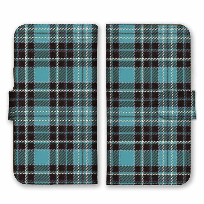 全機種対応 手帳型スマホケース iPhone14 13 Pro Max対応 タータンチェック チェック柄 シンプル 大人 ブルー 青色 ブラック カードホルダー付き カード収納 合皮 合成レザー 手帳タイプ スマートフォン ケース カバー