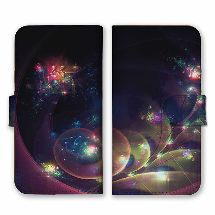 全機種対応 手帳型スマホケース iPhone14 13 Pro Max対応 グラフィック柄 お花 花柄 フラワー 上品 幻想的 神秘的 おしゃれ 個性的 大人 綺麗 ネイビー ネオン スマートフォンケース スマホケース Xperia AQUOS arrows Galaxy Google HUAWEI Rakuten Hand OPPO