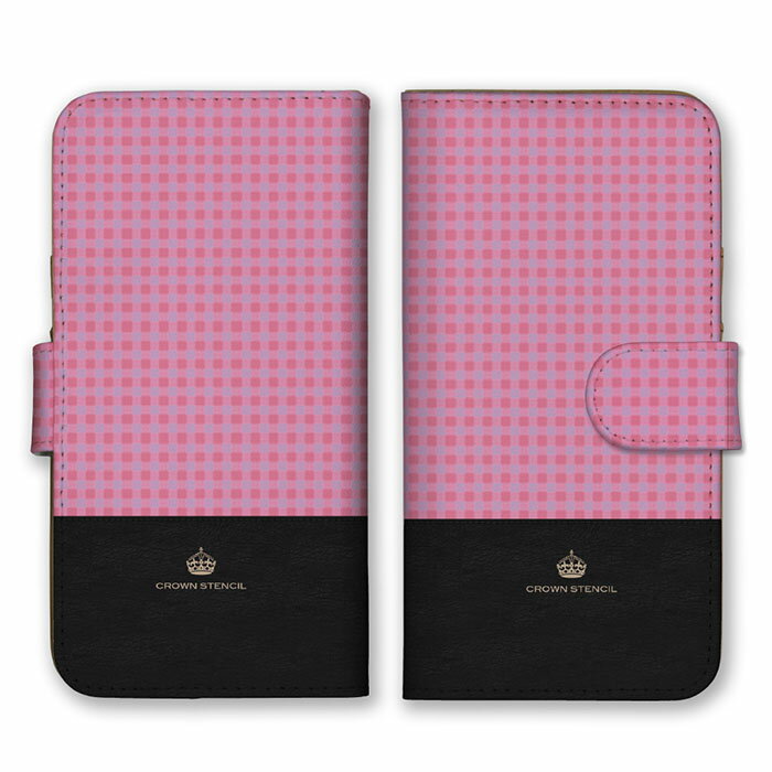 Rakuten - 全機種対応 手帳型スマホケース iPhone14 13 Pro Max対応 ギンガムチェック チェック柄 格子 ピンク ブルー シンプル 個性的 デザイン スマートフォンケース スマホケース Xperia AQUOS arrows Galaxy Google HUAWEI Rakuten Hand OPPO