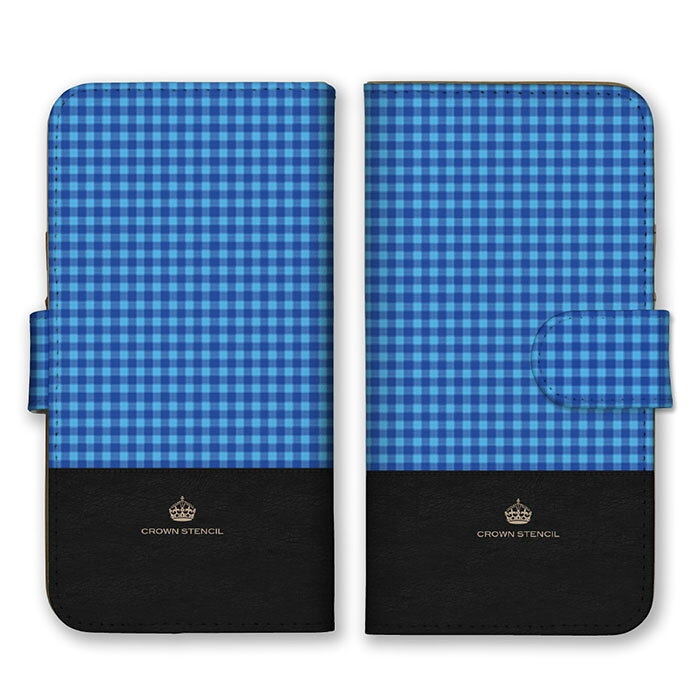 Rakuten - 全機種対応 手帳型スマホケース iPhone14 13 Pro Max対応 ギンガムチェック チェック柄 格子 ブルー ネイビー 青色 紺色 シンプル 上品 白 人気 デザイン スマートフォンケース スマホケース Xperia AQUOS arrows Galaxy Google HUAWEI Rakuten Hand OPPO