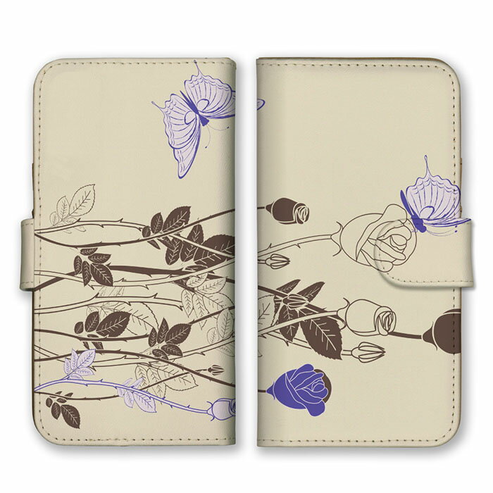 全機種対応 手帳型スマホケース iPhone14 13 Pro Max対応 イラスト 薔薇 ローズ バラ お花 フラワー 蝶々 おしゃれ 華やか 大人 かわいい オススメ 綺麗 シンプル ベージュ パープル スマートフォンケース Xperia AQUOS arrows Galaxy Google HUAWEI Rakuten Hand OPPO