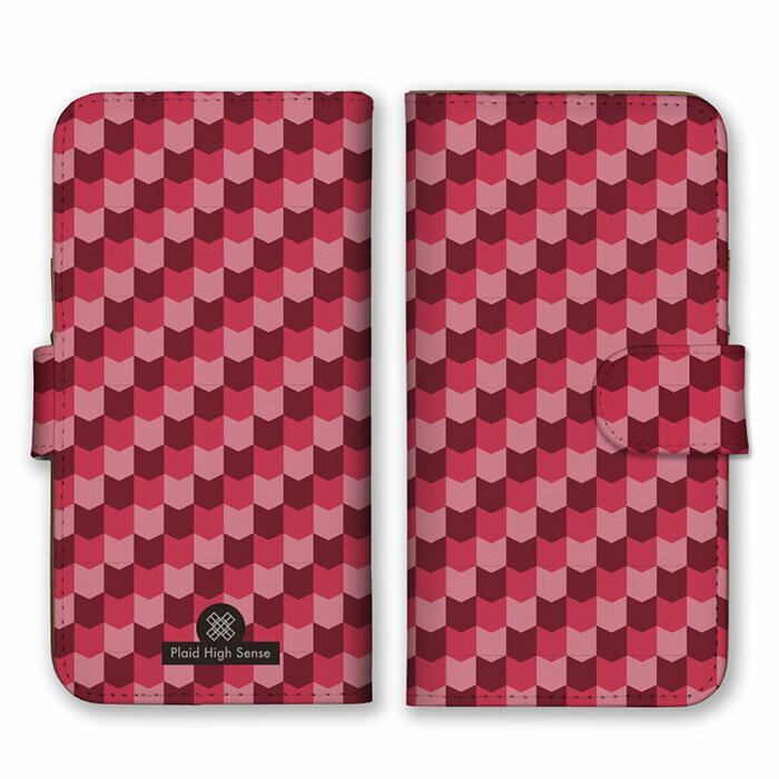 Rakuten - 全機種対応 手帳型スマホケース iPhone14 13 Pro Max対応 チェック ピンク ローズ 矢絣 シンプル 大人 可愛い シック 黒色 ブラック バイカラー ツートン スマートフォンケース スマホケース Xperia AQUOS arrows Galaxy Google HUAWEI Rakuten Hand OPPO