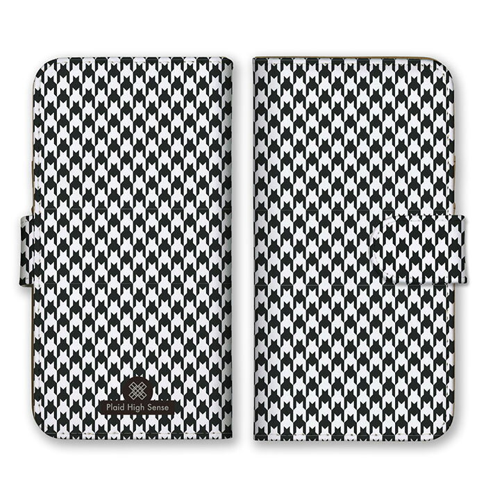 Rakuten - 全機種対応 手帳型スマホケース iPhone14 13 Pro Max対応 チェック 千鳥格子 シンプル 大人 可愛い シック モノトーン 黒色 ホワイト ブラック スマートフォンケース スマホケース Xperia AQUOS arrows Galaxy Google HUAWEI Rakuten Hand OPPO