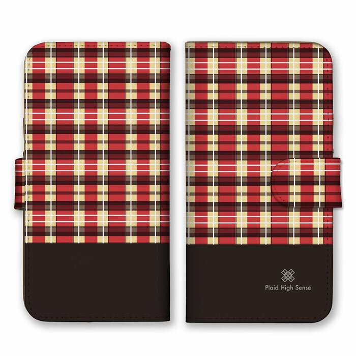 Rakuten - 全機種対応 手帳型スマホケース iPhone14 13 Pro Max対応 チェック シンプル 大人 可愛い シック レッド ベージュ 赤色 ブラック 黒色 バイカラー ツートン スマートフォンケース スマホケース Xperia AQUOS arrows Galaxy Google HUAWEI Rakuten Hand OPPO