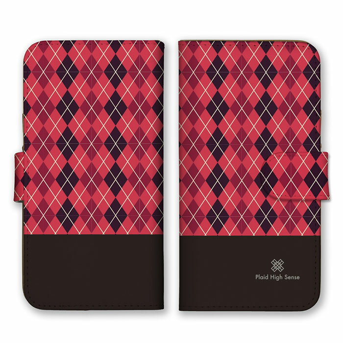 全機種対応 手帳型スマホケース iPhone14 13 Pro Max対応 アーガイルチェック シンプル 大人 可愛い シック レッド 赤色 ブラック 黒色 バ...