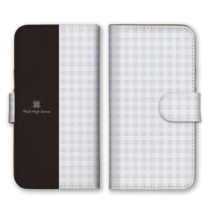 Rakuten - 全機種対応 手帳型スマホケース iPhone14 13 Pro Max対応 チェック シンプル 大人 可愛い シック グレー ホワイト 白色 ブラック 黒色 バイカラー ツートン スマートフォンケース スマホケース Xperia AQUOS arrows Galaxy Google HUAWEI Rakuten Hand OPPO