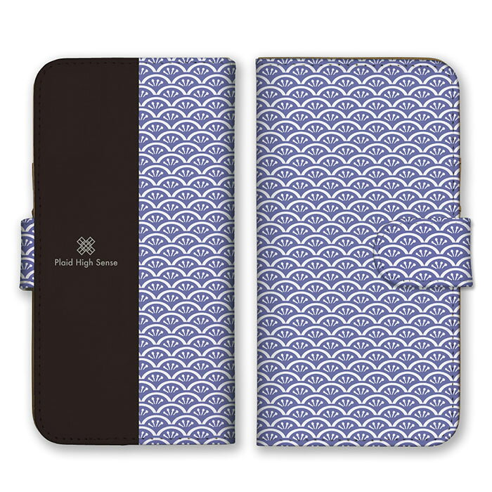 乐天商城 - 全機種対応 手帳型スマホケース iPhone14 13 Pro Max対応 和柄 青海波 波 鱗 着物柄 日本 シンプル 上品 ネイビー 紺色 藍色 ブラック バイカラー ツートン スマートフォンケース スマホケース Xperia AQUOS arrows Galaxy Google HUAWEI Rakuten Hand OPPO