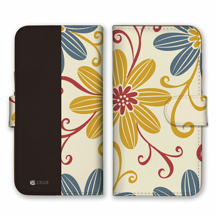 乐天商城 - 全機種対応 手帳型スマホケース iPhone14 13 Pro Max対応 お花 花柄 フラワー アジアン 上品 綺麗 キレイ イエローは黄色 ブラック バイカラー ツートン スマートフォンケース スマホケース Xperia AQUOS arrows Galaxy Google HUAWEI Rakuten Hand OPPO