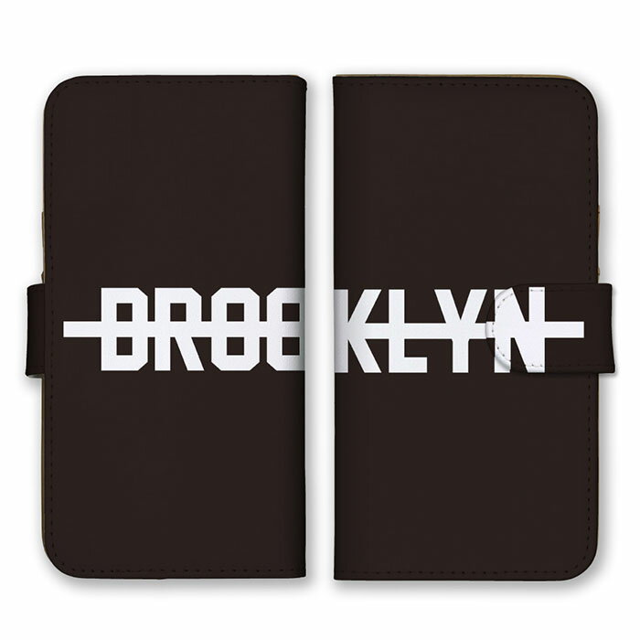 Rakuten - 全機種対応 手帳型スマホケース iPhone14 13 Pro Max対応 BROOKLYN ブルックリン ロゴ 英字 英語 シンプル ブラック ホワイト 黒 白 かっこいい カードホルダー付き カード収納 合皮 合成レザー 手帳タイプ スマートフォン ケース カバー