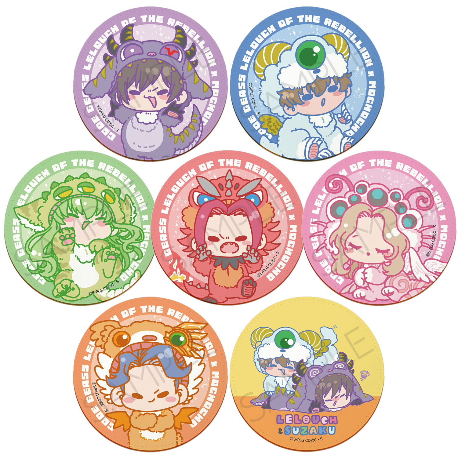 『コードギアス 反逆のルルーシュ』 レザーコースター MA(ルルーシュ) MB(スザク) MC(C.C.) MD(カレン) ME(ナナリー) MF(ジェレミア) MG(ルルーシュ＆スザク) キャラクターグッズ 合皮 コースター mochochoシリーズ 推し活 (公式 正規ライセンス取得) 公認グッズ