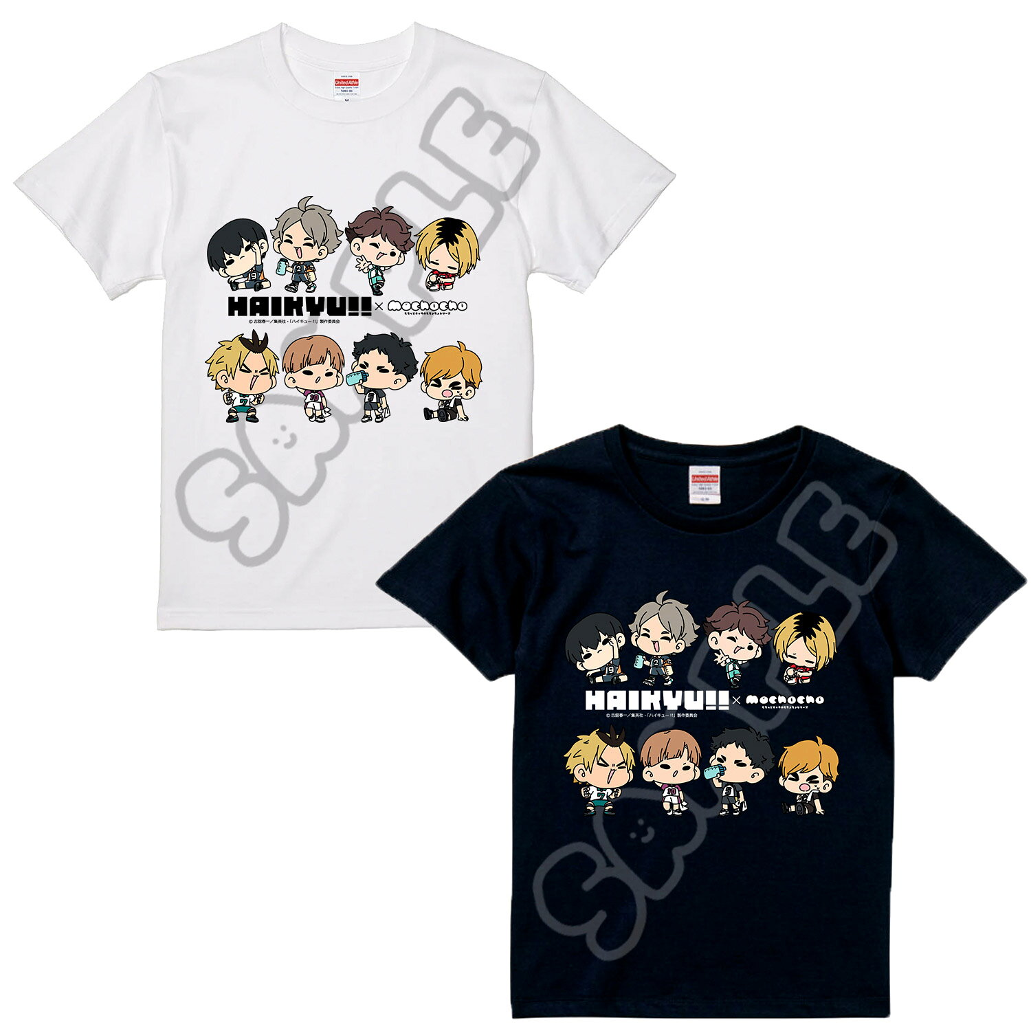 Character - 「ハイキュー!!」みんなmochocho化大作戦！第2弾 Tシャツ M-SA(集合) ブラック ホワイト 影山飛雄 菅原孝支 及川 徹 孤爪研磨 黄金川貫至 白布賢二郎 赤葦京治 宮 侑 キャラクターグッズ Sサイズ Mサイズ Lサイズ XLサイズ 公認グッズ