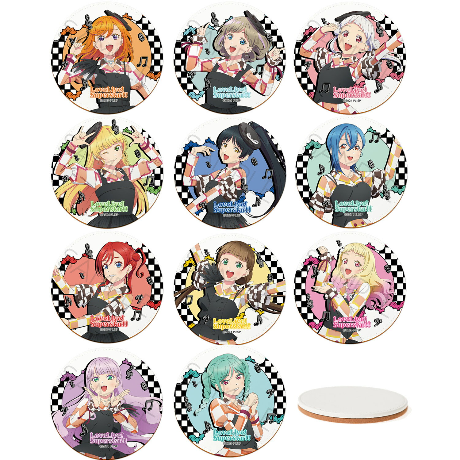 『ラブライブ！スーパースター!!』 第5弾 レザーコースター 澁谷かのん 唐可可 嵐千砂都 平安名すみれ 葉月恋 若菜四季 米女メイ 桜小路きな子 鬼塚夏美 ウィーン・マルガレーテ 鬼塚冬毬 キャラクターグッズ 合皮 コースター (公式 正規ライセンス取得) 公認グッズ