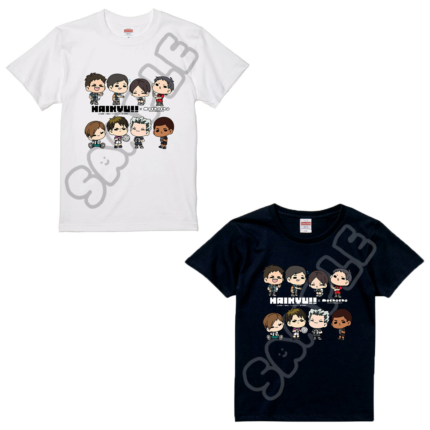 Character - 「ハイキュー!!」みんなmochocho化大作戦！第7弾 Tシャツ M-YA(集合) S-XLサイズ ブラック ホワイト 澤村大地 縁下 力 国見 英 福永招平 二口堅治 牛島若利 木兎光太郎 尾白アラン キャラクターグッズ Sサイズ Mサイズ Lサイズ XLサイズ 公認グッズ
